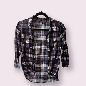 Sheer plaid button up size small